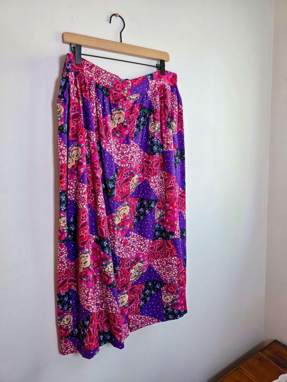 Vintage 80s Plus Preferred Patchwork Midi Skirt